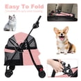 thumbnail image 5 of Tereitr Pet Stroller for Small Dogs & Cats, 4 Wheel Outdoor Travel Folding Dog Stroller with Cup Holder, Visible Mesh Windows, Rear Wheel Brakes, Pets Up to 33 lbs, Pink, 5 of 9