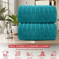 thumbnail image 3 of RIVERSIDE 2 Pack Oversized Bath Sheets 35x70 Soft Quick-Dry 600 GSM Ribbed Cotton Towels - Teal, 3 of 8