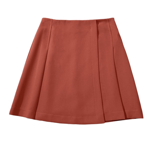Falda Corta de Verano de la Moda Casual de las Mujeres de Cintura Baja A-Línea Asimétrica Falda Plisada