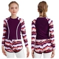 thumbnail image 1 of YiZYiF Filles Enfants Maillot anti-UV 2 Pcs Manches Longues Patchwork Imprimé Graphique avec Short Maillot de Bain Rose Violet 90, 1 of 6