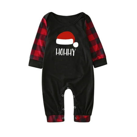 

Virmaxy Christmas Pajamas for Family Matching Family Pajamas Sets Toddler Baby Classic Plaid Sleepwear Letter Printed Long Sleeve Crew Neck Tops With Elastic Waist Pants Set Red-A M