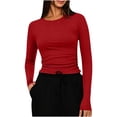 thumbnail image 3 of YODETEY Women’s Crew Neck Long Sleeve Fitted Crop Top, Stretch Everyday Basic Crewneck Tee,Size S-2XL, 3 of 8