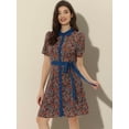 thumbnail image 2 of Vestido Camisero Floral Allegra K Azul Oscuro L, 2 of 5