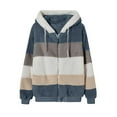 thumbnail image 3 of yoeyez Color Block Winter Coats for Womens Fleece Jacket Zipper Fuzzy Hooded Sweatshirt Long Sleeve Warm Outerwear Coats Winter Coats for Women Chaquetas de Mujer Casual Elegantes para Frio, 3 of 5