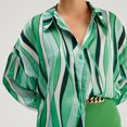 thumbnail image 1 of Blusas De Verano Blusas básicas de rayas verticales Camisa de corte holgado Traje diario para damas (Verde XL) Cgtredaw para Mujer Verde T S, 1 of 8