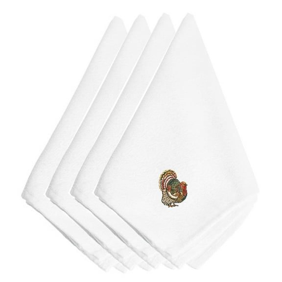 Thanksgiving Turkey 2 Embroidered Napkins Set of 4