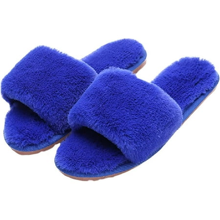

CoCopeaunt Women s plush slippers cross strap fur slippers comfortable and soft home indoor slippers open-toed cotton slippers 8 colors