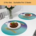 thumbnail image 5 of Teal Purple Ombre Round 13 Inch Placemats Set of 2, Modern Art Abstract Aesthetics HeatResistant Non Slip Place Mats for Dining Table, Wipeable Braided Kitchen Table Mats for Housewarming, 5 of 9