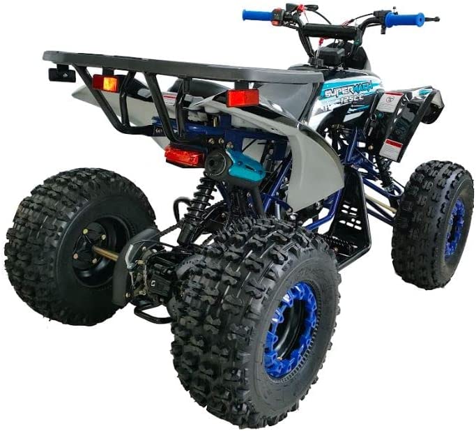 Supermach Youth Quad 4-Wheeler 125cc ATV with Reverse LED Lights and Big Rugged Tires
