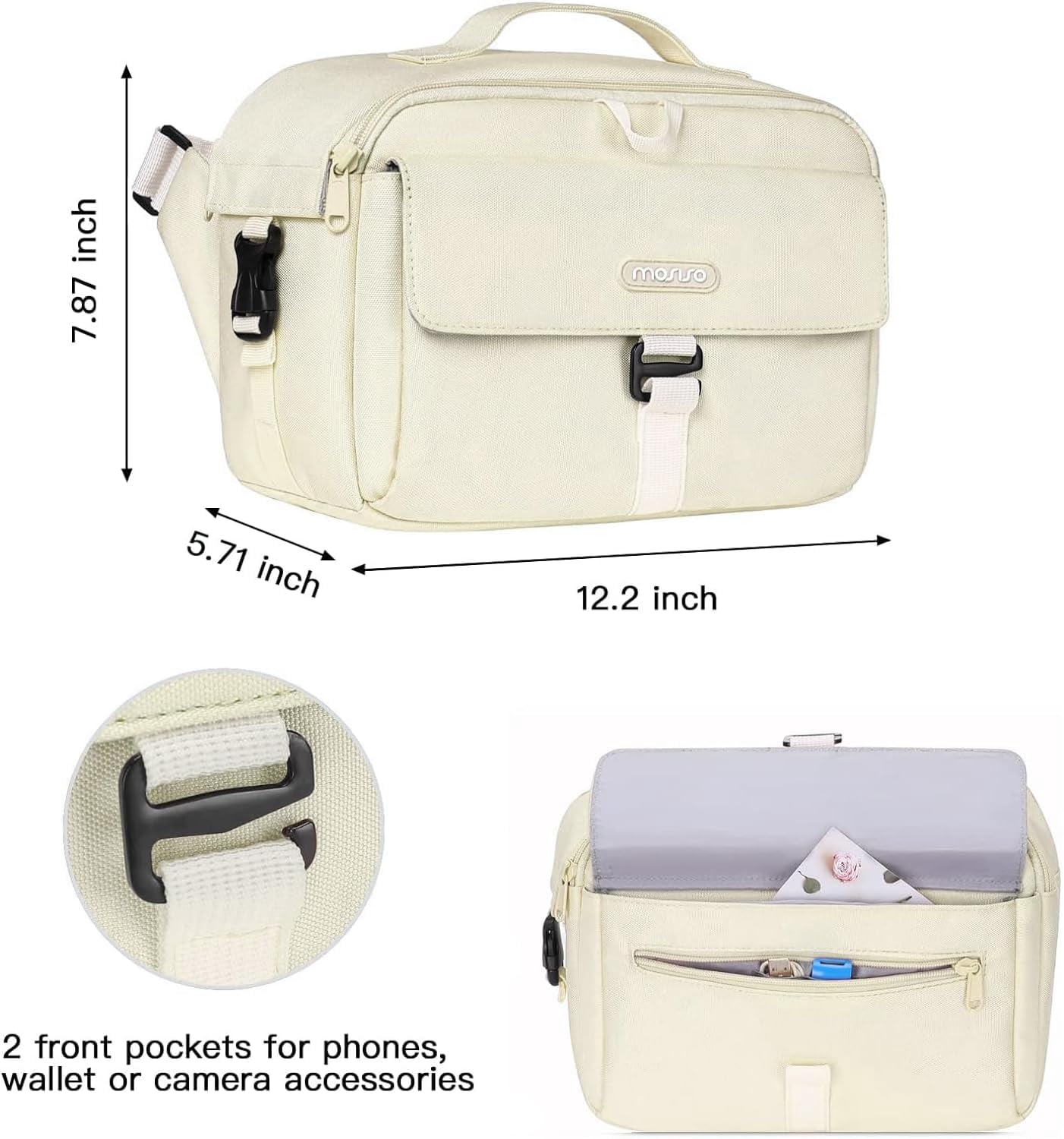 MOSISO Camera Shoulder Bag Case Crossbody Sling Purse, DSLR/SLR/Mirrorless Compact Padded Photography Handbag with Rain Cover Compatible with Canon/Nikon/Sony Cameras and Lenses