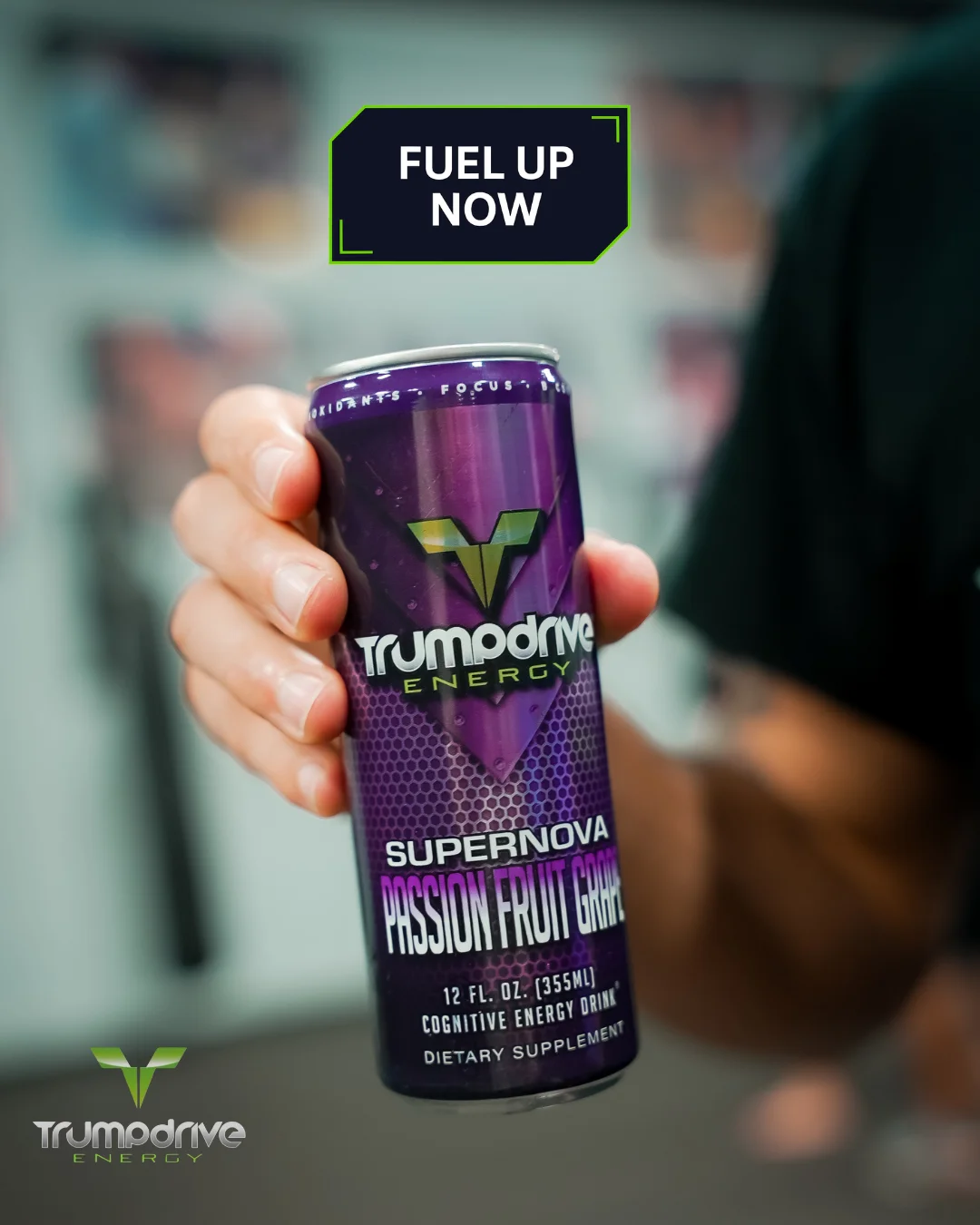 TRUMPDRIVE ENERGY Cognitive Energy Drink, Passionfruit Grape 12 Fl Oz (Pack of 12)