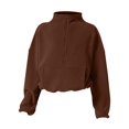 thumbnail image 5 of NMMUED Half Zip Pullover Women Womens Cropped Sweatshirt Mock Neck Sweatshirts Baggy Sweatshirt Oversized Pullover for Women Pullover Sweatshirts for Women Womens Tops Casual Coffee L, 5 of 5