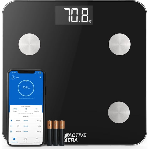 Active Era Smart Scale Body Fat Scale (Black) - Bluetooth Scale with App Compatibility