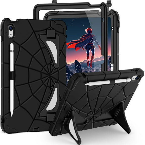 Case for iPad (A16) 11th Generation 11 Inch (2025),iPad 10th Generation 10.9 Inch (2022) Kids Friendly i Pad Case 10th Gen with Screen Protector,Shockproof Cover for i Pad 11/10 Gen,Black Red