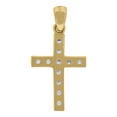 thumbnail image 2 of 14k Yellow Gold Unisex Cubic Zirconia Cross Religious Charm Pendant, 2 of 2