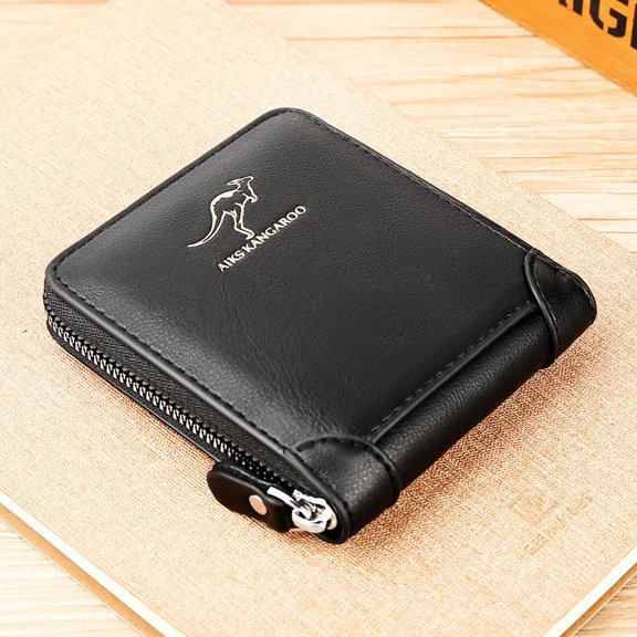 Men's Leather RFID Blocking Waterproof Zip-Around Wallet Bifold Credit Card ID Holder with Coin Pouch
