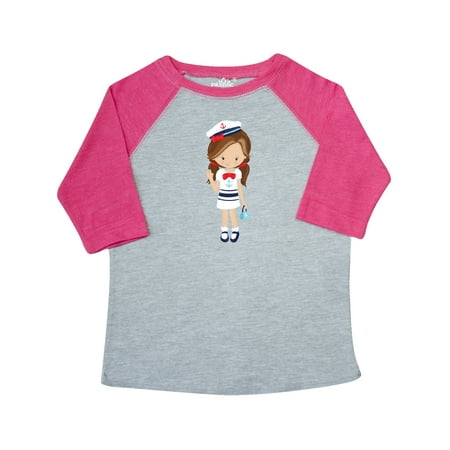 

Inktastic Cute Girl Boat Captain Skipper Brown Hair Gift Toddler Toddler Girl T-Shirt