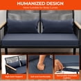 thumbnail image 5 of ModFusion Waterproof Wicker Loveseat with Navy Cushions & Wood Armrests for Outdoor Deck or Balcony, 5 of 9