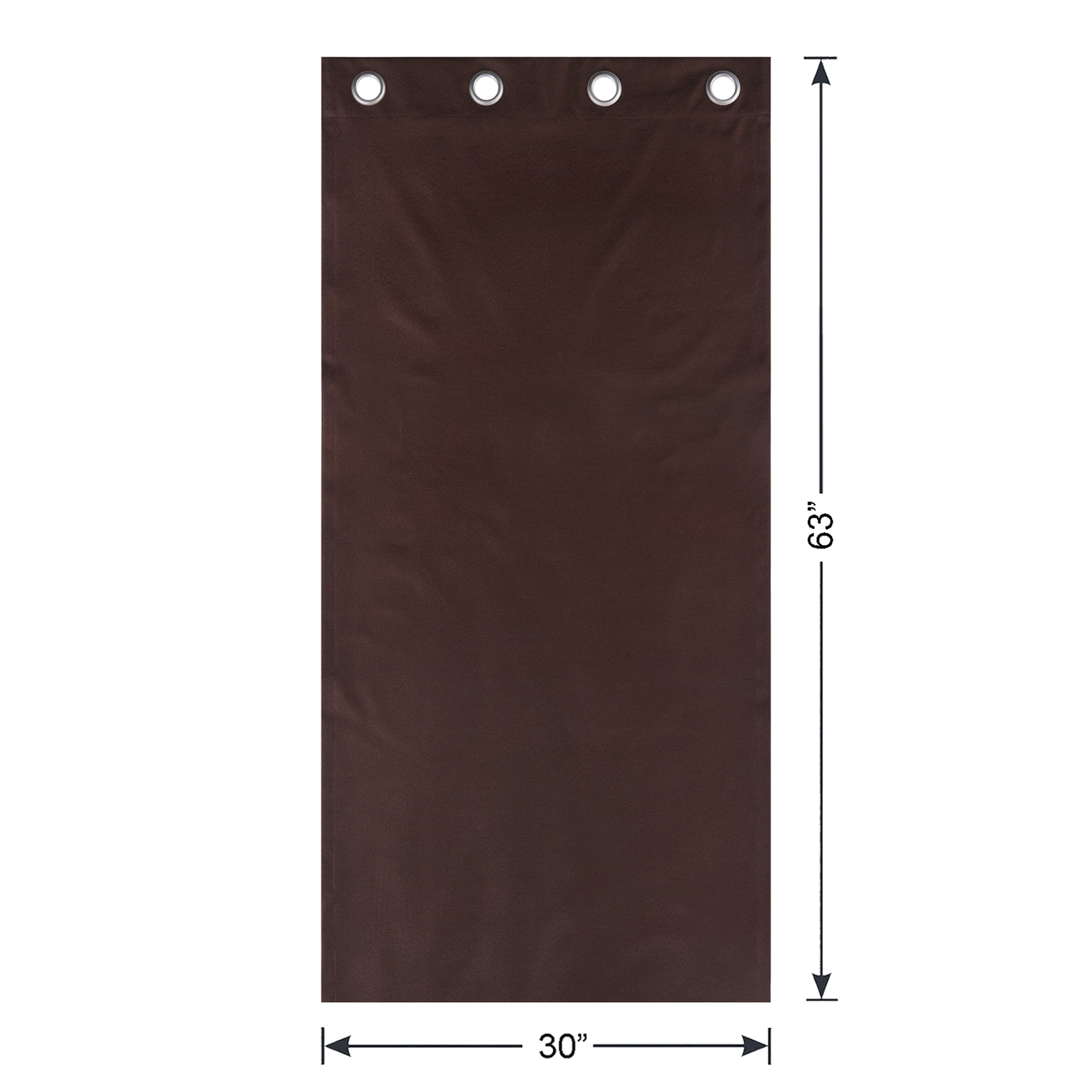 Mainstays Brown Solid Blackout Grommet Curtain Panel Pair, Set of 2, 30 in W x 63 in L