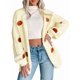 thumbnail image 1 of Suéter con Bordado de Calabaza para Mujer, Cuello en V, Holgado, Informal, de Punto, , para las Fiestas. Amarillo L, 1 of 8