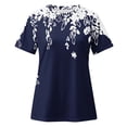 thumbnail image 3 of Camisas de Manga Corta para las Mujeres Impresión Cuello Redondo Suéter Encaje Camisa, Blusa de Verano Casual para las Mujeres, 3 of 4