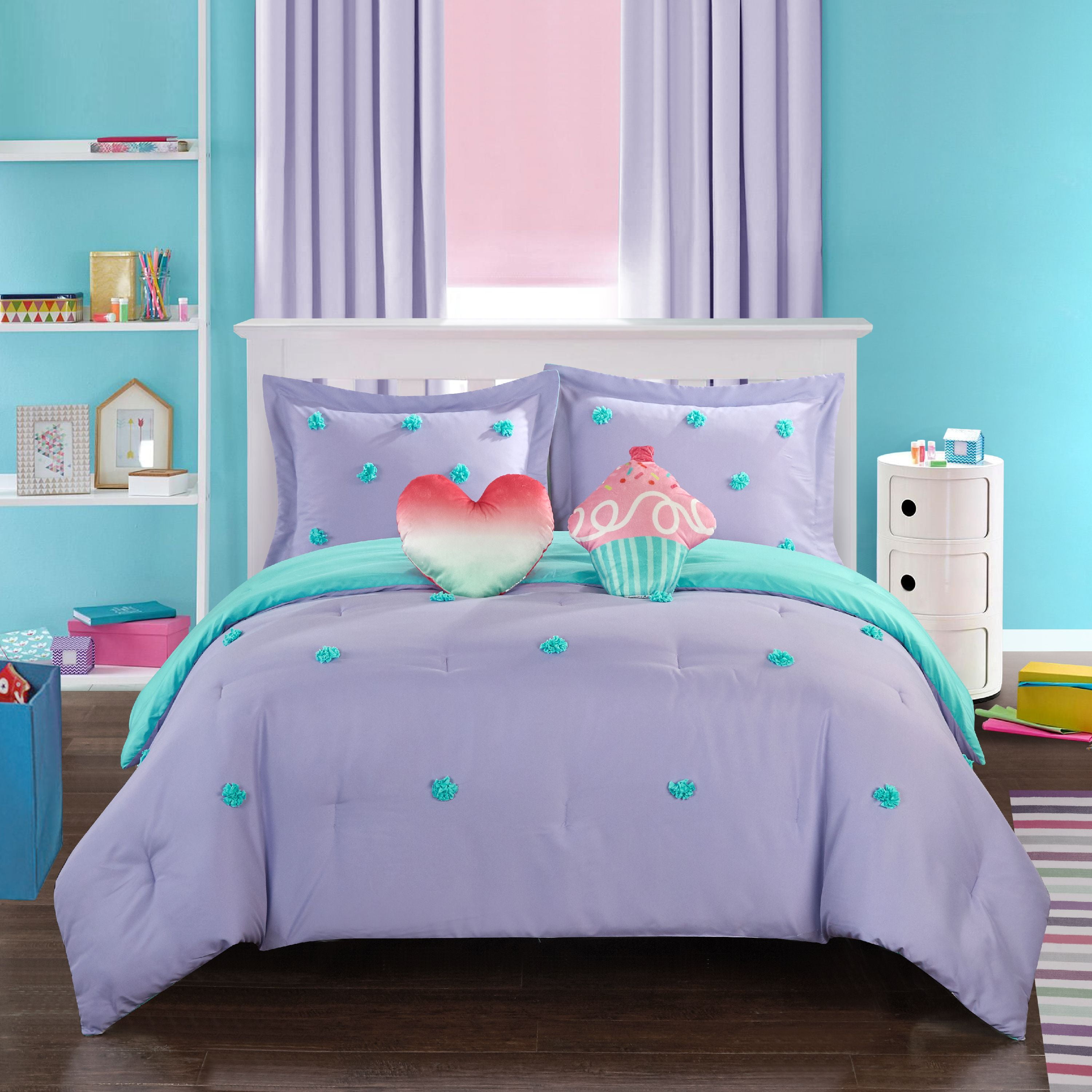 Tangle Prime leje Better Homes & Gardens Kids pom pom Decorative Comforter Sets, With Shams  Decorative Pillows - Walmart.com
