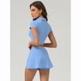thumbnail image 5 of AEXTO Two-Piece Set Women's Solid V Neck Crop Top & Side Slit Skort Set, Casual Short Sleeve Top & Skort, Ladies Sportswear for Outdoor Tennis, 5 of 9