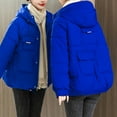 thumbnail image 6 of Summer Saving Clearance AXXD Women's Bomber Jacket Loose Velvet Long Sleeve Zip Solid Color Hood Warm Bomber Coat Jacket Blue Size 2XL(US:12), 6 of 6