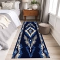thumbnail image 5 of 2x6 Washable Runner Rug, Abstract Ethnic Style Pattern Non-Slip Hallway Runner for Entryway Kitchen Bedroom, Retro Blue White Weaving Art Indoor Carpet Runner Floor Mat, 5 of 9