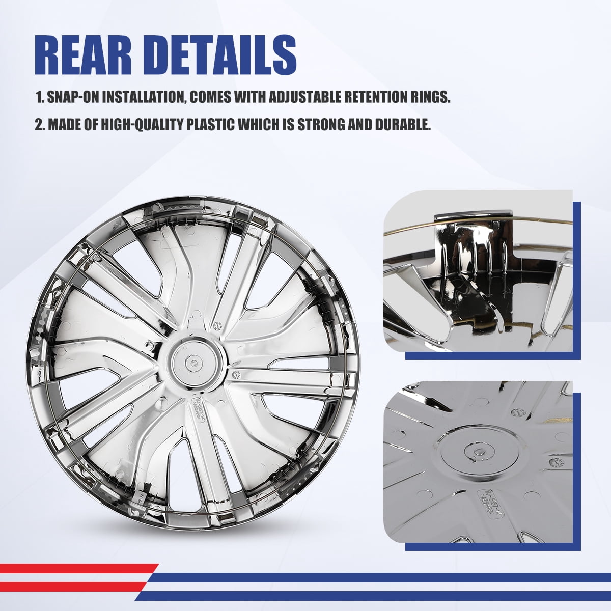 4 Pack 14 inch Steel Wheel Hubcaps for 2014-2025 Mitsubishi Mirage,Compatible With Steel Wheels,Snap-on Installation,Chrome