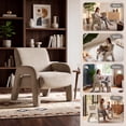 thumbnail image 6 of COLAMY Accent Chair, Mid Century Modern Velvet Armchair with 7.5" Thick Cushion, Comfy Sculptural Upholstered Lounge Reading Chair for Living Room, Light Grey, 6 of 11