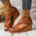 thumbnail image 5 of Viluyesy Women's Wedge Sandals, Open Toe Breathable Ankle Strap Spring Summer Casual Dressy Shoes Brown 8.5, 5 of 9