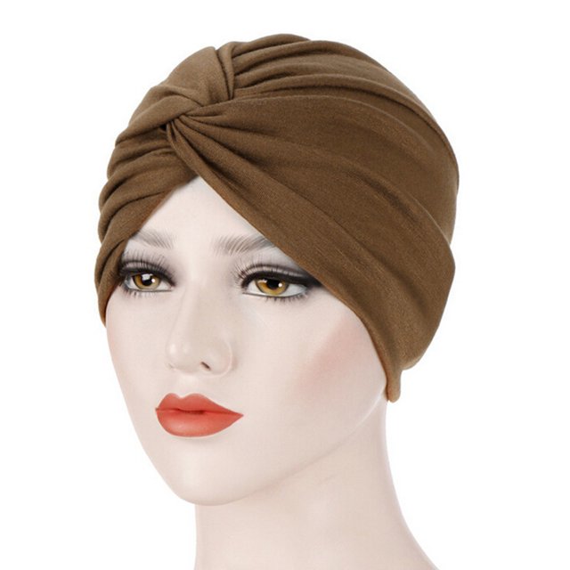 Under $10 Baseball Caps Brown Women India Hat Muslim Ruffle Cancer Chemo Beanie Floral Turban Wrap Cap