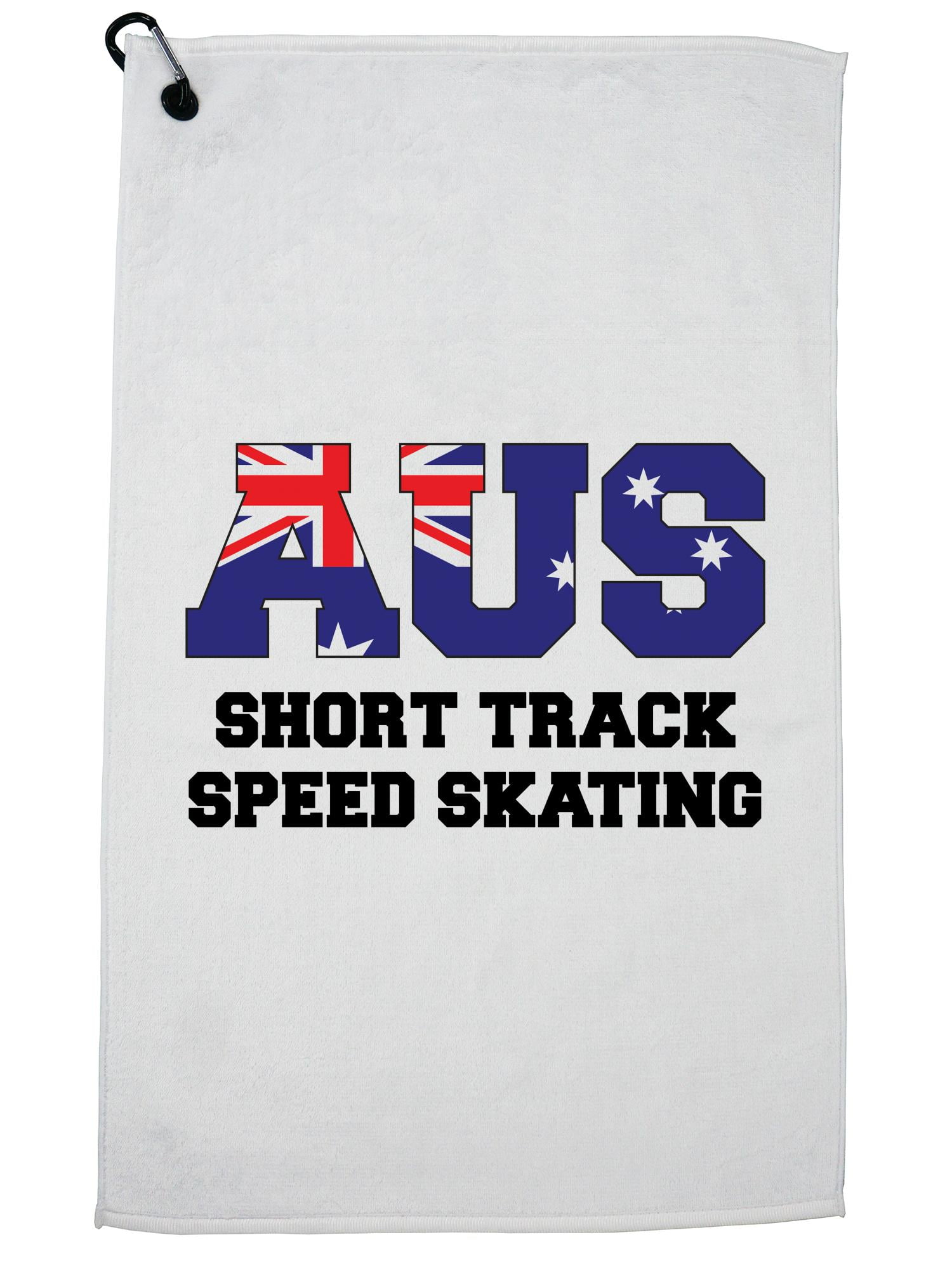 Australia Short Track Speed Skate Winter Olympic Flag Golf Towel with Carabiner Clip by Hollywood Thread