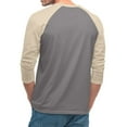 thumbnail image 5 of Men's Long Sleeve Round Neck Contrast Color Raglan Three Quarter Sleeve T-Shirt Top for Spring Fall Athleisure,Gray,L, 5 of 8