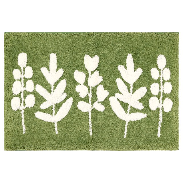 Alfombra de baño REGALWOVEN antideslizante de felpa para el suelo del baño, bañera y ducha Leaves-2 18" x 26"