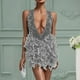 thumbnail image 1 of WILLBEST Vestidos De Lino Para Mujer Vestido De Plumas Con Lentejuelas Y Falda Tipo Mochila Con Escote En V Profundo Para Mujer, 1 of 3