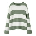 thumbnail image 3 of Arlun Oversized Striped Color Block Cozy Knitted Sweaters for Women Loose Crew Neck Long Sleeve Drop Shoulder Pullover Sweater 2026 Winter Spring Fashion Outfits Green L, 3 of 4
