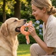 thumbnail image 5 of Donut Shaped Squeaky Plush Dog Toy, Soft Ring Chew for Puppy Teething, Interactive Boredom Relief, Small Medium Dogs(Green), 5 of 6