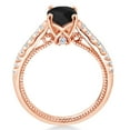 thumbnail image 3 of 18K Rose Gold Plated Silver Black Onyx and White Created Sapphire Engagement Ring for Women (1.19 Cttw, Cushion Checkerboard 6MM, Gemstone December Birthstone, Available in Size 5, 6, 7, 8, 9), 3 of 5