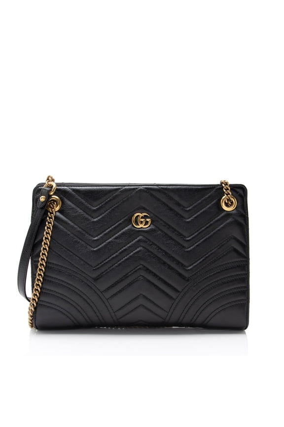 Pre-Owned Gucci Matelasse Leather GG Marmont Medium Slim Open Shoulder Bag