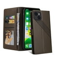 thumbnail image 2 of Wallet Phone Case for Apple iPhone 13 6.1-inch,Shockproof Leather Magnetic Folio Flip Kickstand Credit Card Slots Cash Pocket Protective Cover For iPhone 13,Brown, 2 of 12
