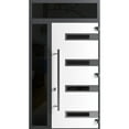 thumbnail image 2 of Front Exterior Prehung Steel Door / Ronex 0131 Black Enamel / Side and Top Exterior Window Sidelite / Stainless Inserts Entry Metal Modern Painted W36+16x96+16 Left-hand, 2 of 5