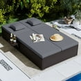 thumbnail image 2 of Gymax Patio Daybed PE Wicker Double Chaise Lounge w/ Adjustable Backrests Outdoor Gray, 2 of 10