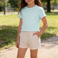 thumbnail image 5 of DJDLJWCJ Little Girls Short Sleeve T Shirts Girls Summer Shirts Roundneck Solid Tee Shirts Little Girls Short Sleeve Shirts Fashion Tops, Sky Blue 10 T, 5 of 6