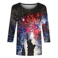 thumbnail image 5 of Womens 4th of July Shirts Memorial Day Blouse for Women Fourth of July T Shirt Womens American Flag Tops Patriotic Tee Printed Round Neck Three Quarter Sleeve 3/4 Sleeve T-Shirt Loose Top, 5 of 5