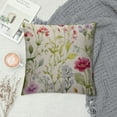 thumbnail image 2 of Nawypu  Flower Throw Pillow Cover,Watercolor Floral Delicate Wildflowers Pink Tansy Pansies Delphinium Queen Decorative Pillow Cases Square Cushion Covers for Home Sofa Couch, 2 of 5