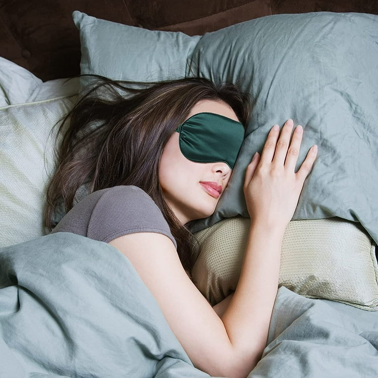 Peaoy Sleep Mask Silk Eye Mask for Sleeping Blindfold Eye Covers with  Headband Scrunchy Pouch for Travel Night Sleep Christmas Gift Set