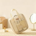 thumbnail image 6 of Tdxkok Portable Large Capacity Mesh Makeup Bag Travel Toiletry Storage Organizer Pouch Khaki, 6 of 7