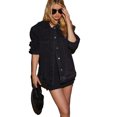 thumbnail image 2 of LYMAYTER Women Jeans Jacket for S-2XL Washed Button Up Denim Coats Versatile Mid-Length Cowboy Outwear With Pockets, 2 of 7